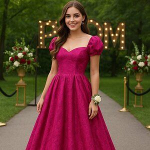 Vintage 1980s Loralie Original NOS Pink Brocade Party Dress (Size 10)